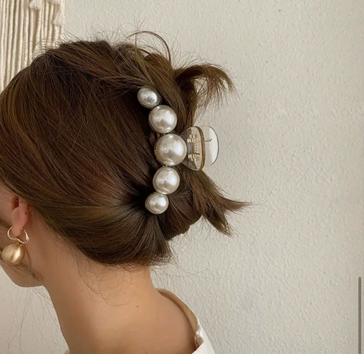 Large Pearl Hair clip claw clamp