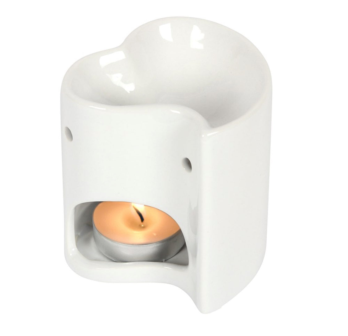 A white ceramic burner- heart design