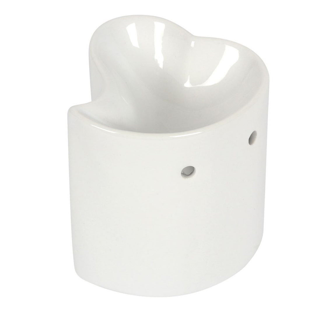 A white ceramic burner- heart design