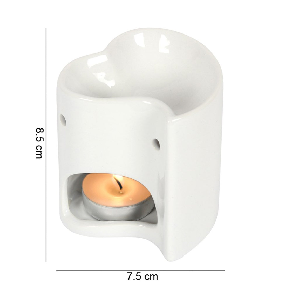 A white ceramic burner- heart design