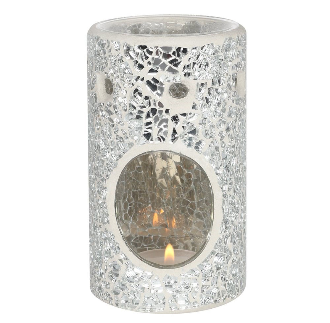 Silver Crackle Pillar Oil & Wax Melt Burner