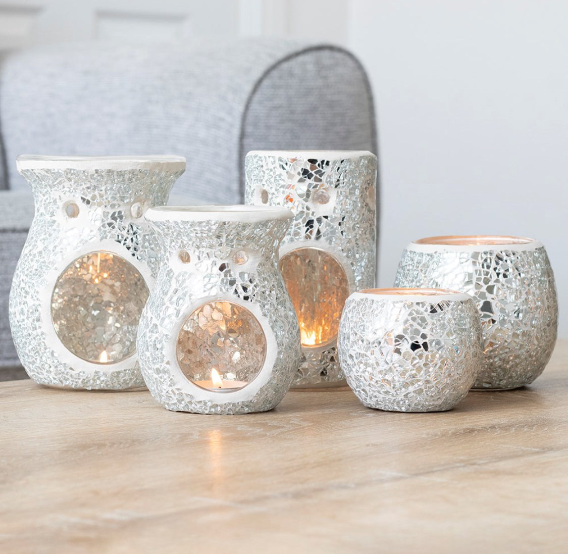 Silver Crackle Pillar Oil & Wax Melt Burner