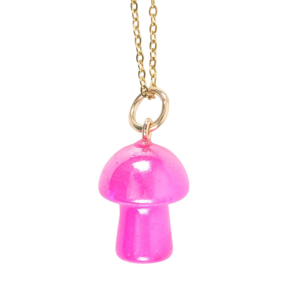 Pink Crystal Mushroom Necklace Card