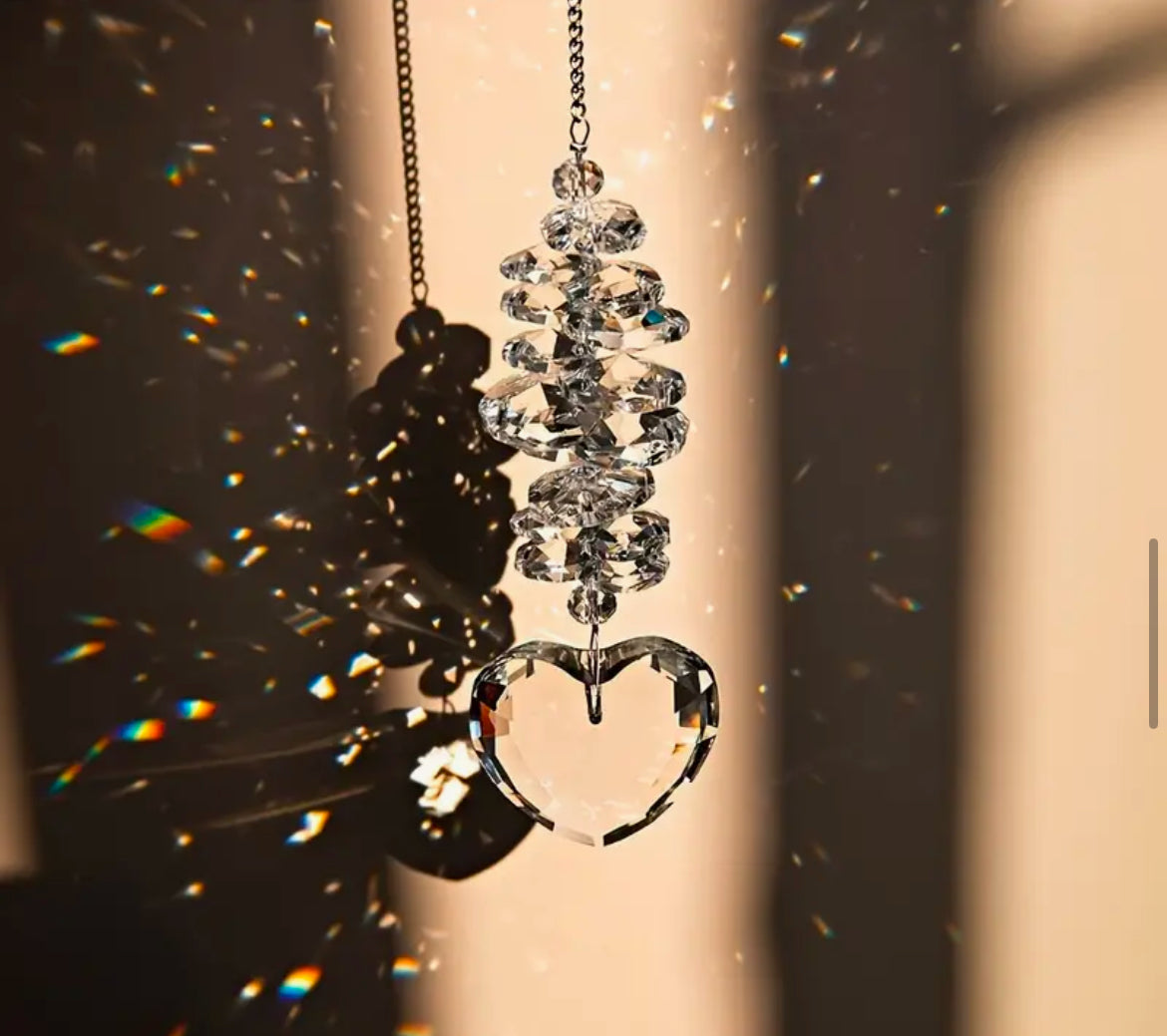 SUN CATCHER- stunning glass heart shaped.