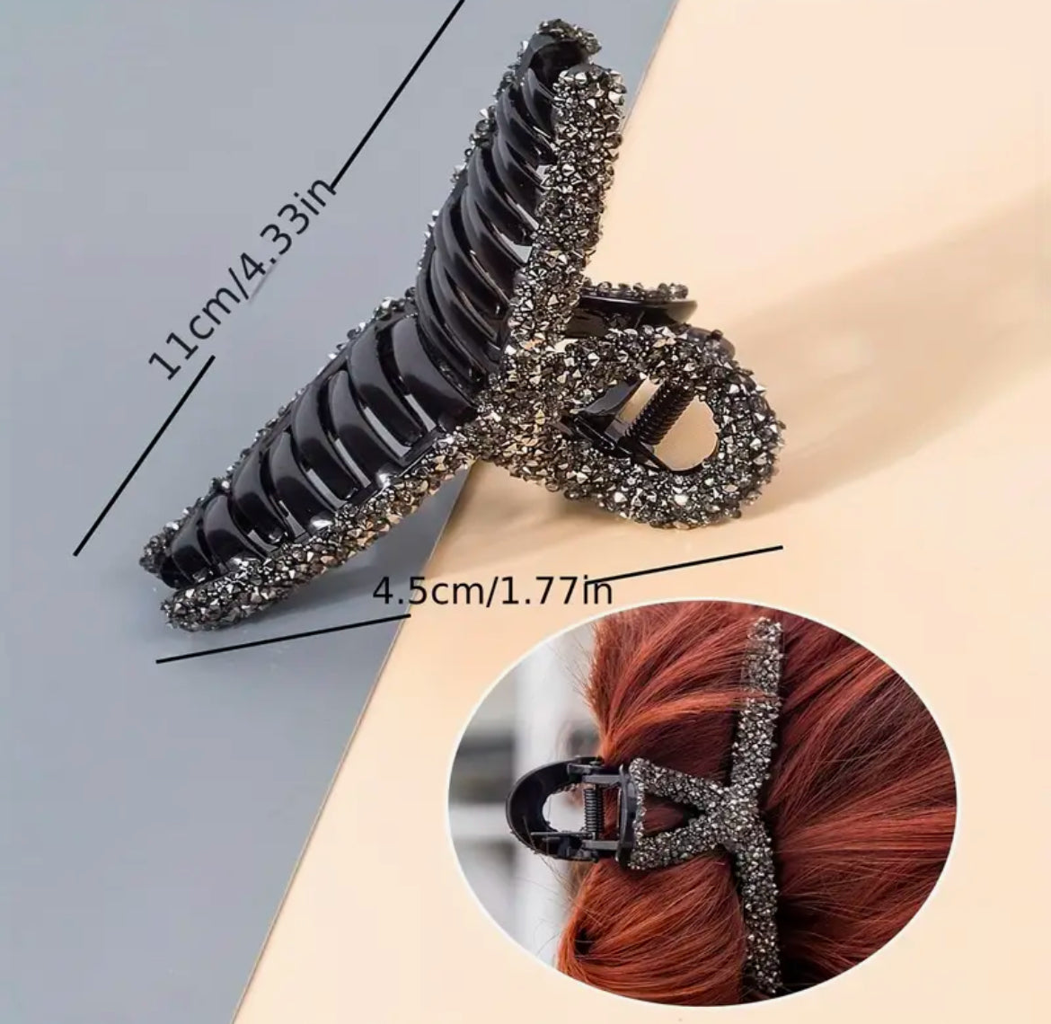 HAIR CLAW CLIP CLAMP- rhinestone decor