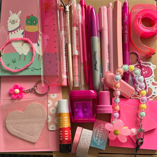 Selection of Stationery Box- A perfect gift idea, this vibrant kit includes a variety of essentials such as Washi Tape, Gel Pens, Notebooks, Sticky Notes, and more. Available in a range of colors to suit every style and creative need.
