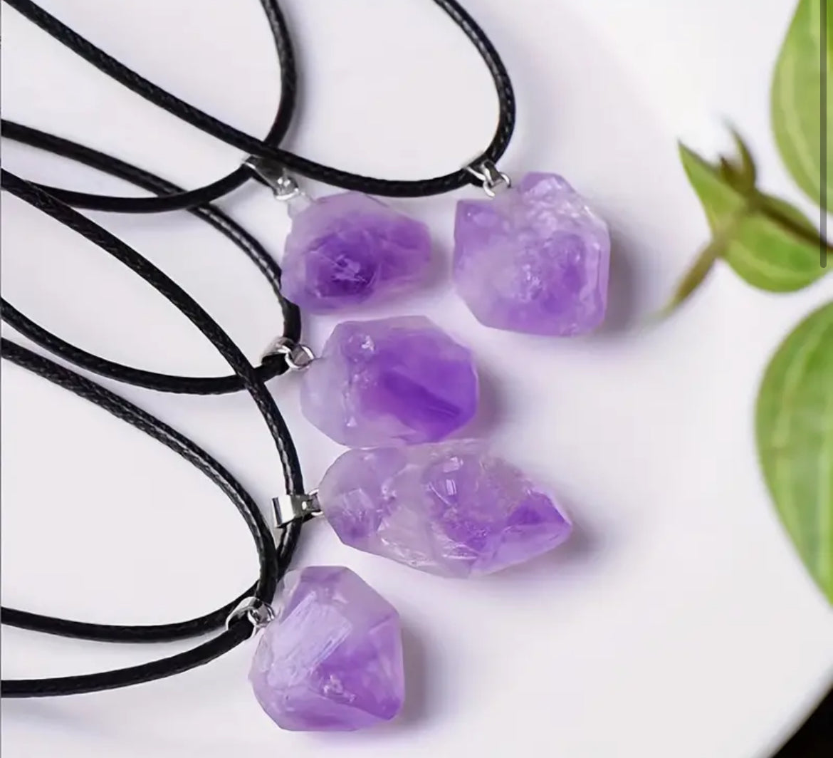 NECKLACE- NATURAL IRREGULAR AMETHYST STONE