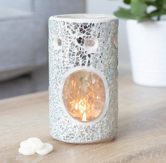 Silver Crackle Pillar Oil & Wax Melt Burner