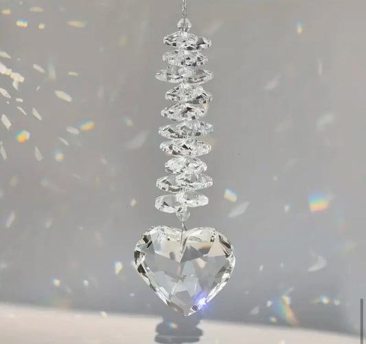SUN CATCHER- stunning glass heart shaped.