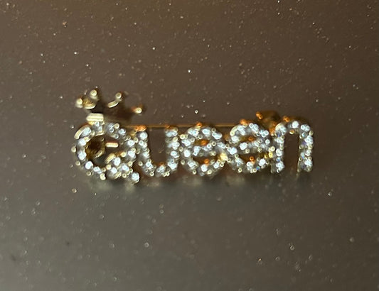 QUEEN BROOCH-Letter Rhinestone Crystal